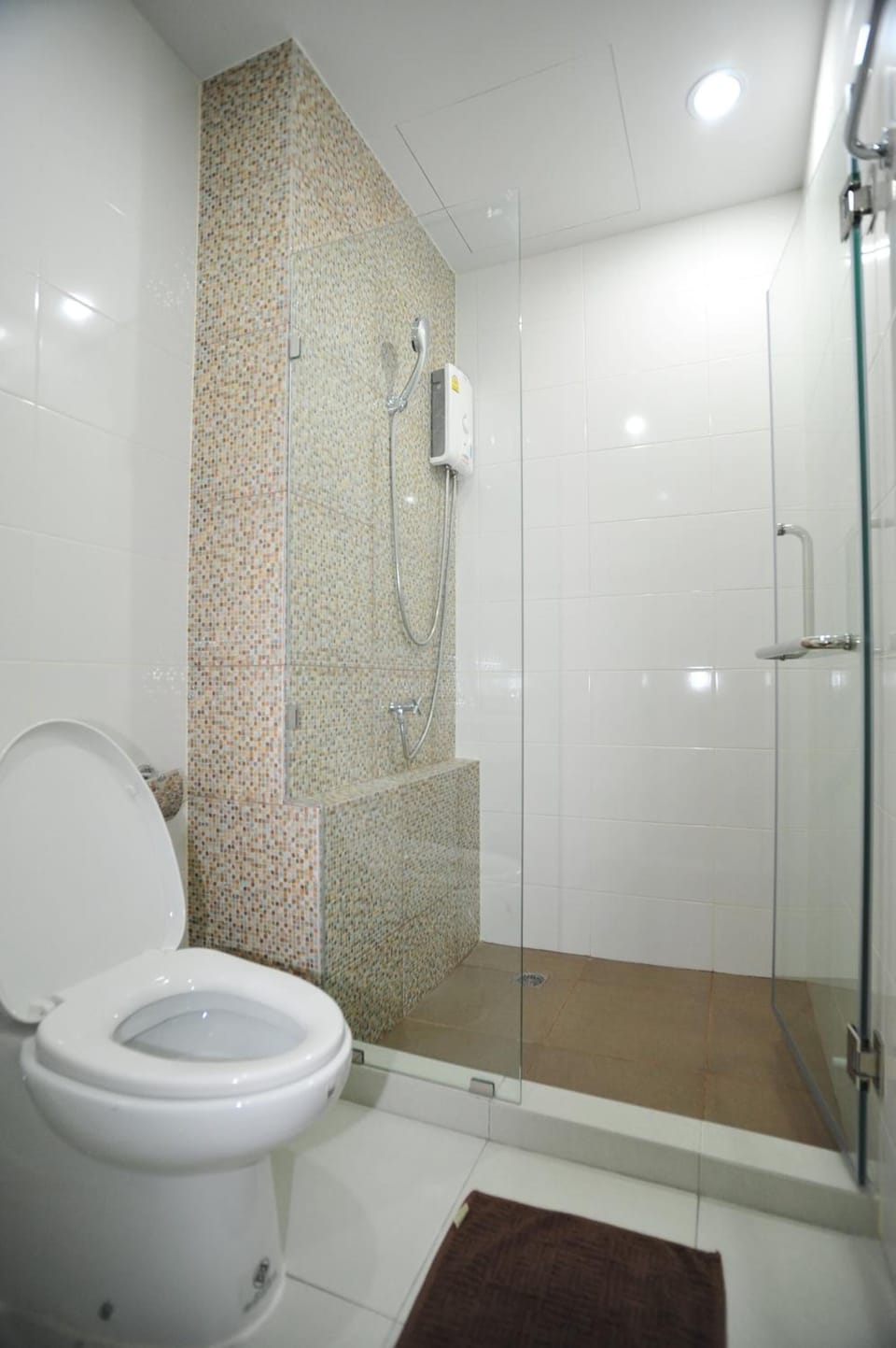 Shower, free toiletries, bidet, towels