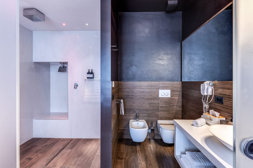 Junior Suite | Bathroom | Shower, free toiletries, hair dryer, slippers