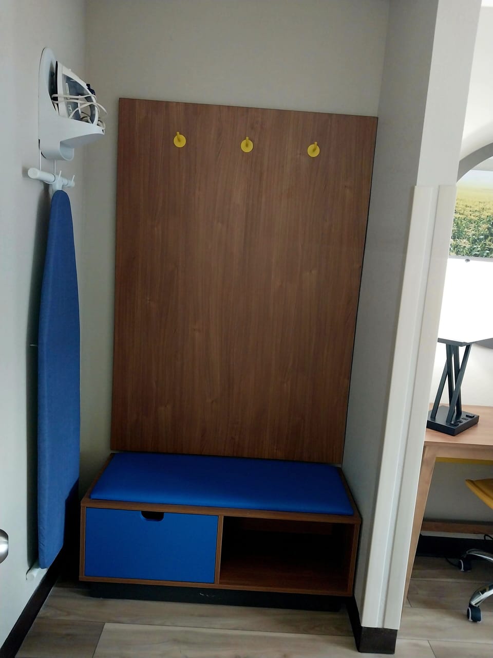 In-room safe, desk, laptop workspace, iron/ironing board