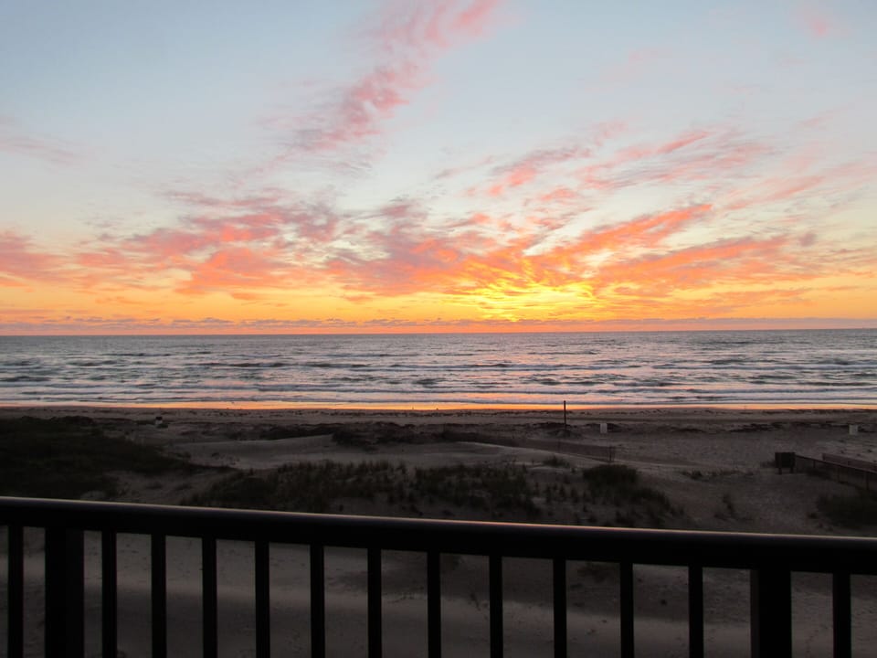 Enjoy a cup of coffee on the balcony while the sun is rising