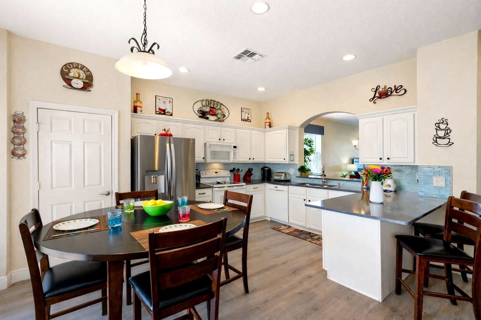 A bright airy kitchen with an open floor plan
