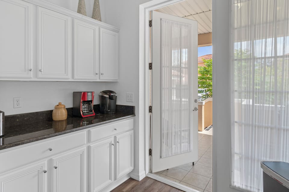 Kitchen with doors to front porch