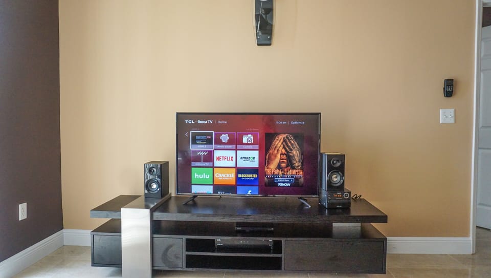 50 " tv with Netflix, HBO, Hulu etc. apps.