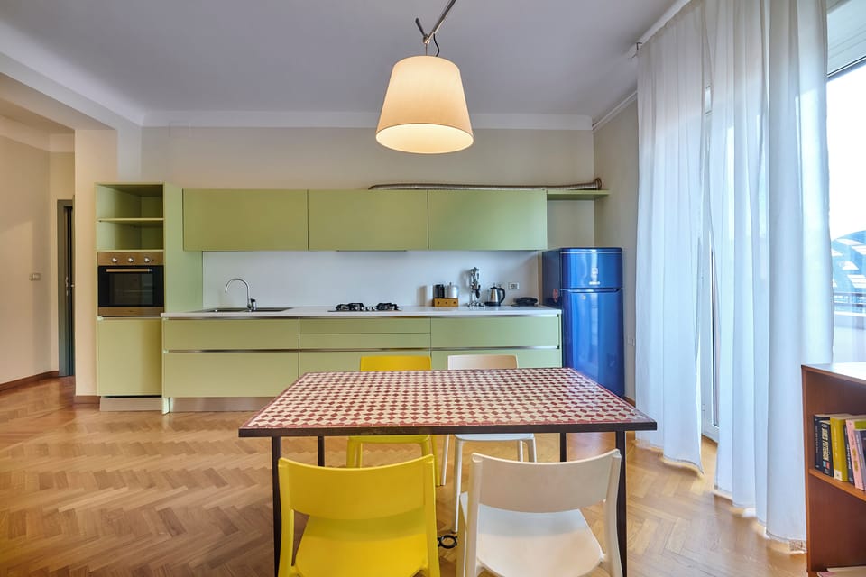 The dining area and open kitchen.