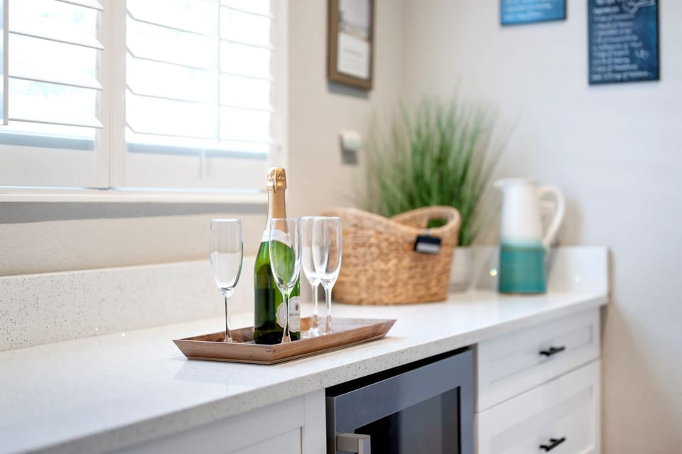 Champagne vibes and vacation mornings—this counter says “cheers