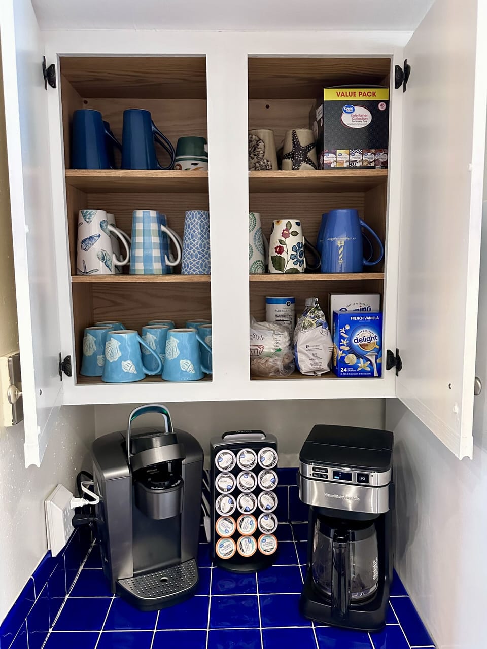 Coffee station located in kitchen 