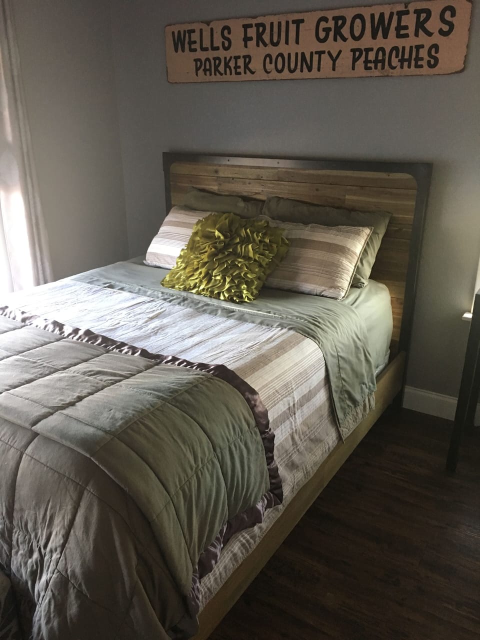 Queen bed in front bedroom.