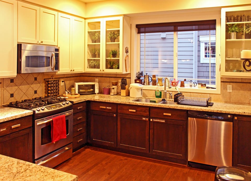 Kitchen is fully stocked with all you need to make and serve an amazing meal!