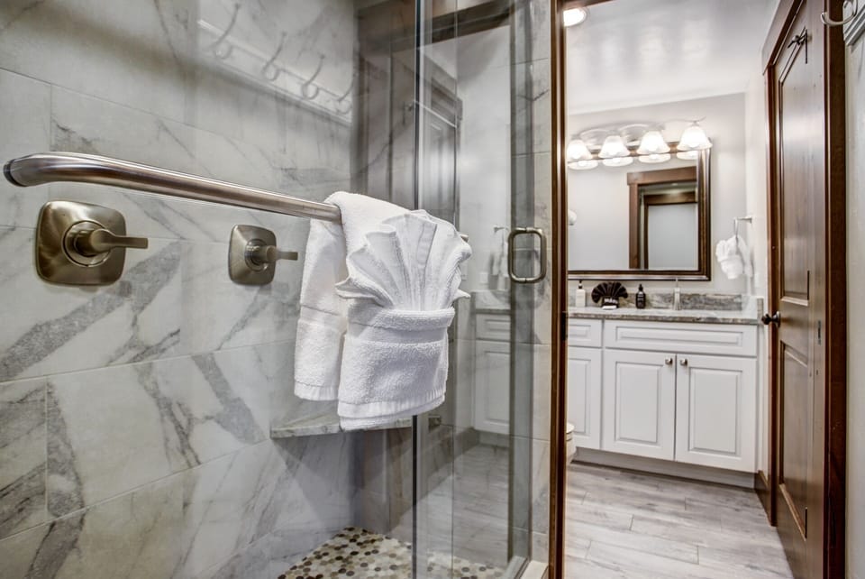 Main bathroom dual shower heads 