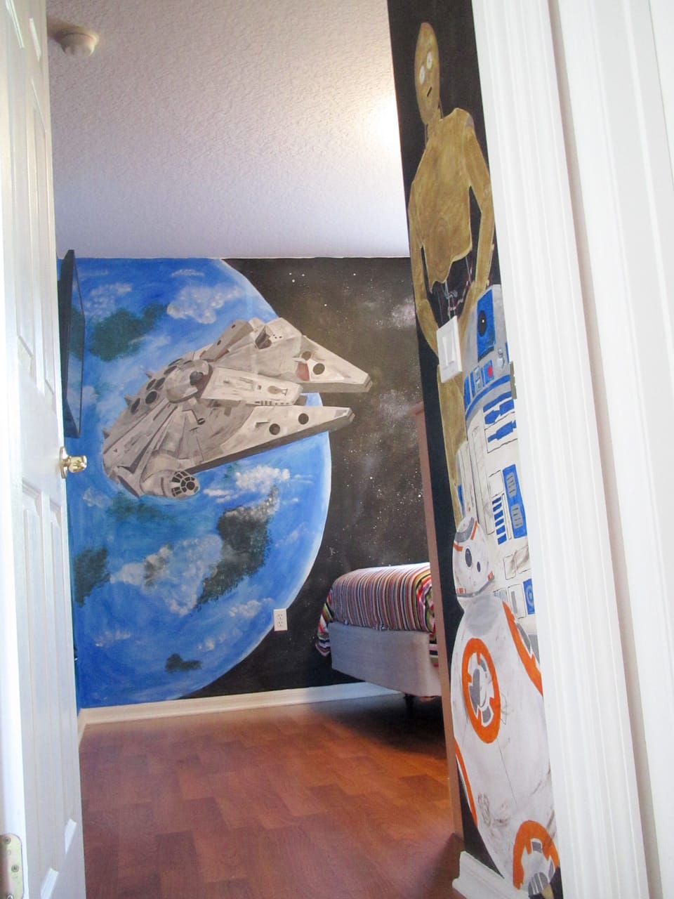 Star Wars Bedroom 1
(upstairs)  There are hidden Mickeys.  Can you find them?