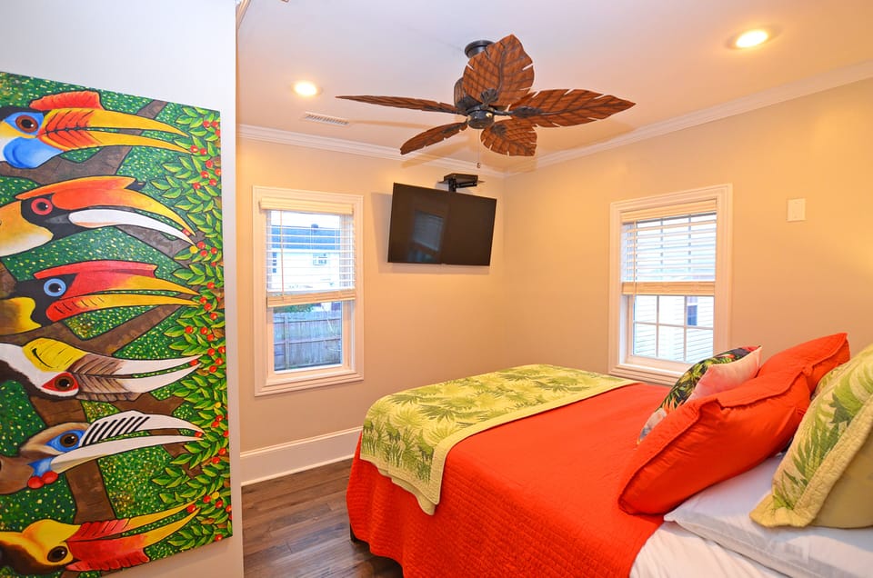 Ceiling fans in all bedrooms with 50 inch TV's