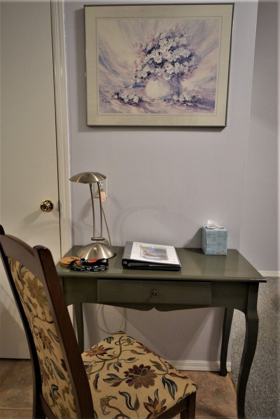Desk with Guest Guide on top