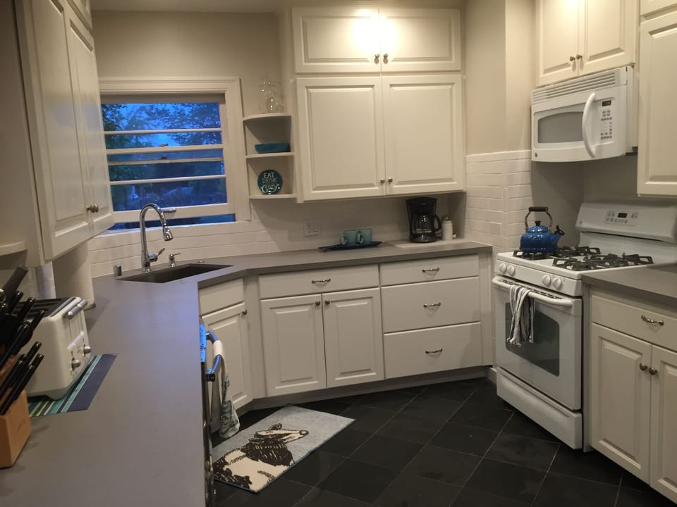 kitchen opens to dining room