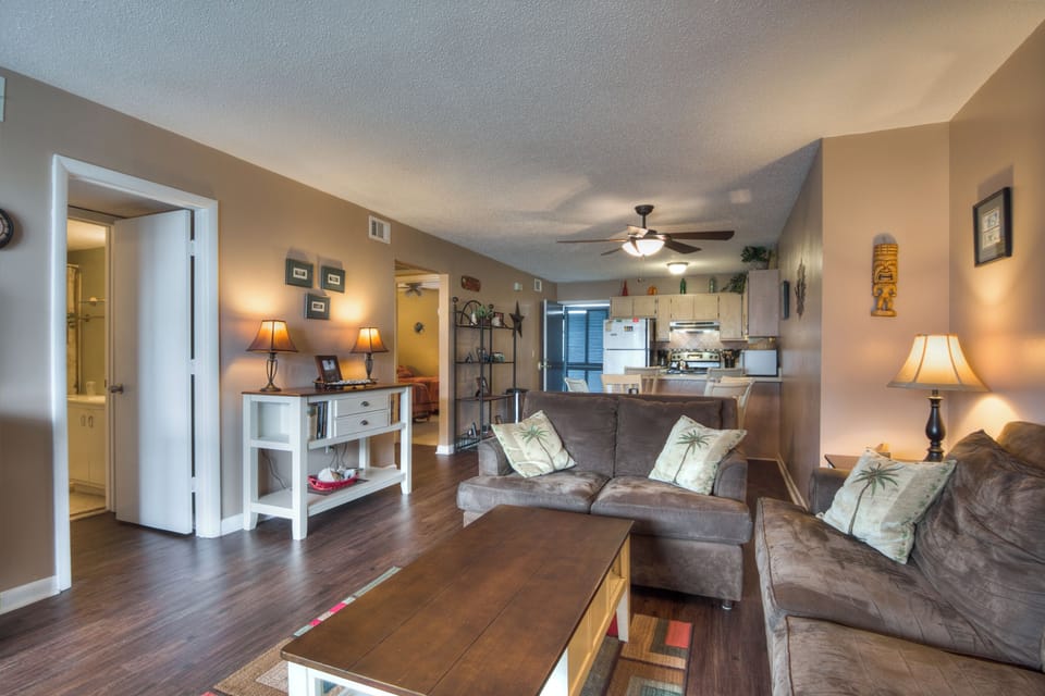 View from living room looking into kitchen.  ***The condo is continually updated