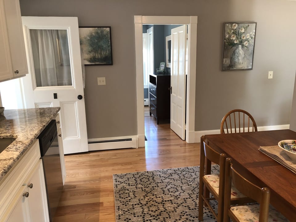 Walk into the eat in kitchen