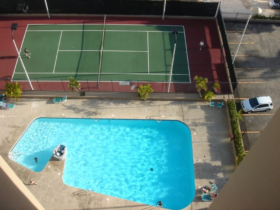 Private pool and tennis court