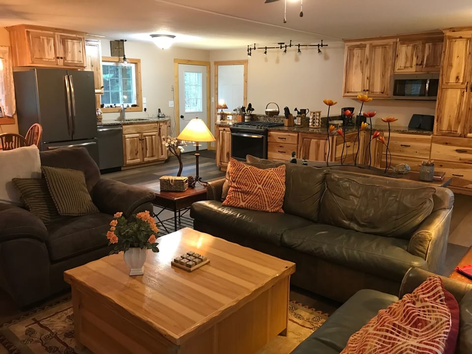 Leather sofa and chair and half