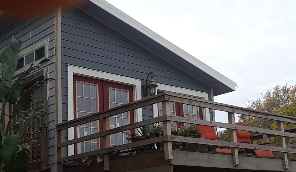 Private Balcony upstairs, with large private balcony downstairs with dog area