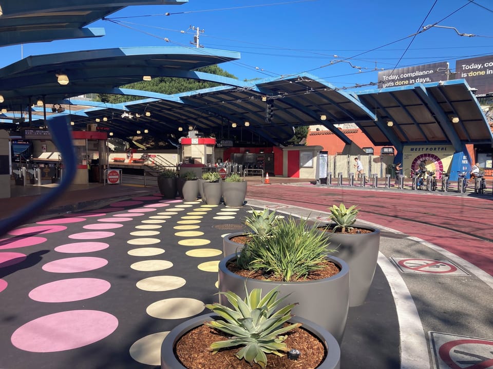 Our festively decked out train station and gateway to the rest of San Francisco