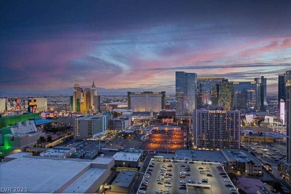 Stunning view of the Las Vegas Strip from our Penthouse balcony