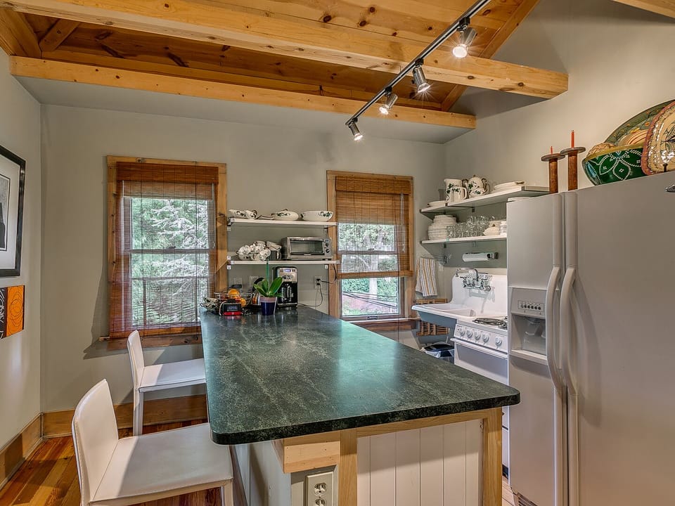 Small and efficient kitchen everything but a dishwasher.