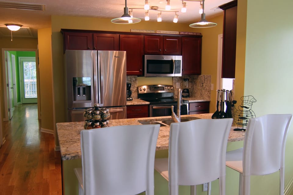 Deluxe new Kitchen with bar seating.  Everything you need at your fingertips.