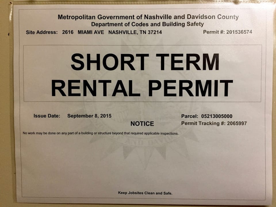 Shot Term rental Permit
