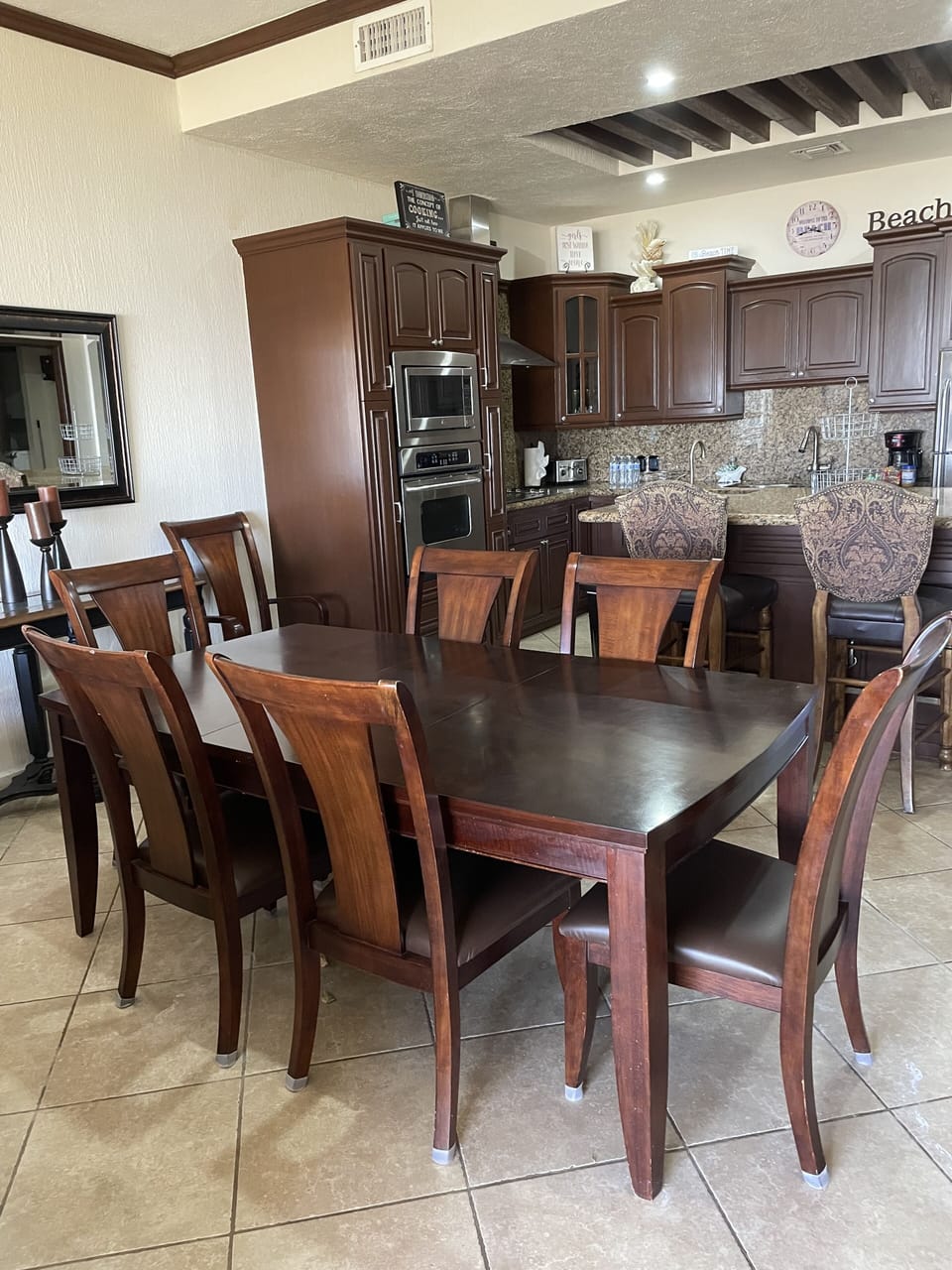Dining table with plenty of seating. 