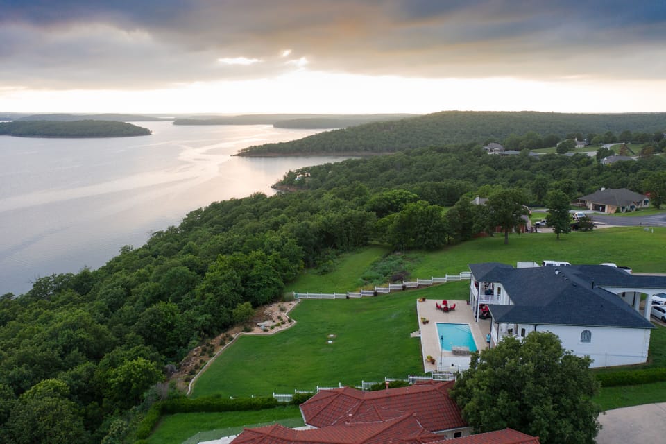Drone view from the east side of the house looking west towards Skiatook Lake 