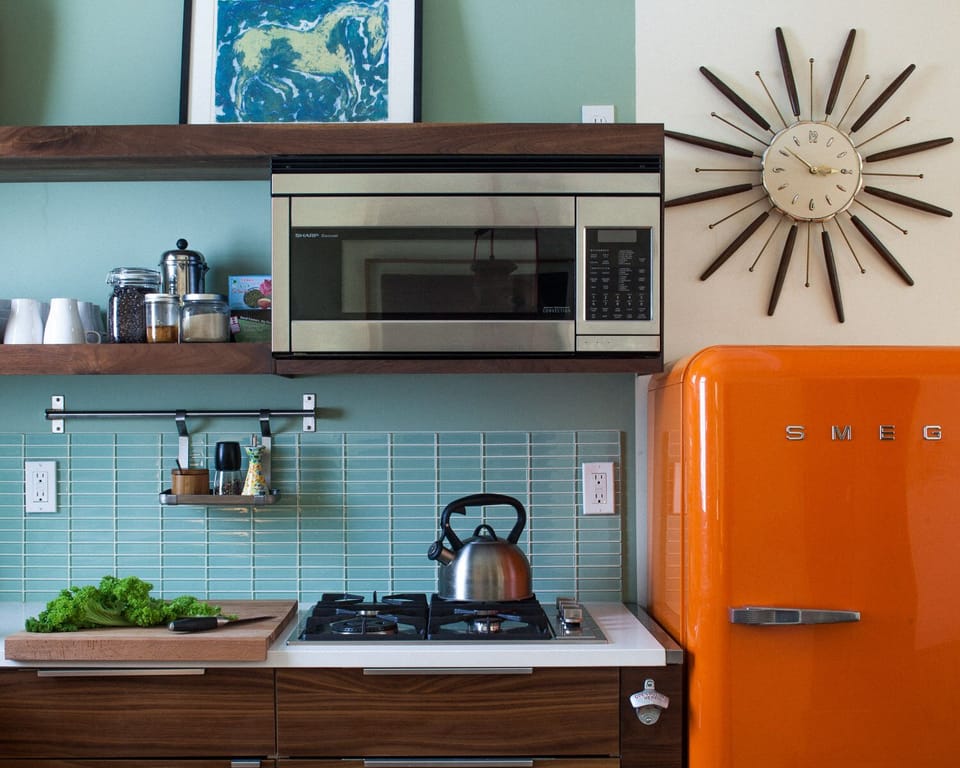 Kitchen with new retro-style Smeg Fridge
