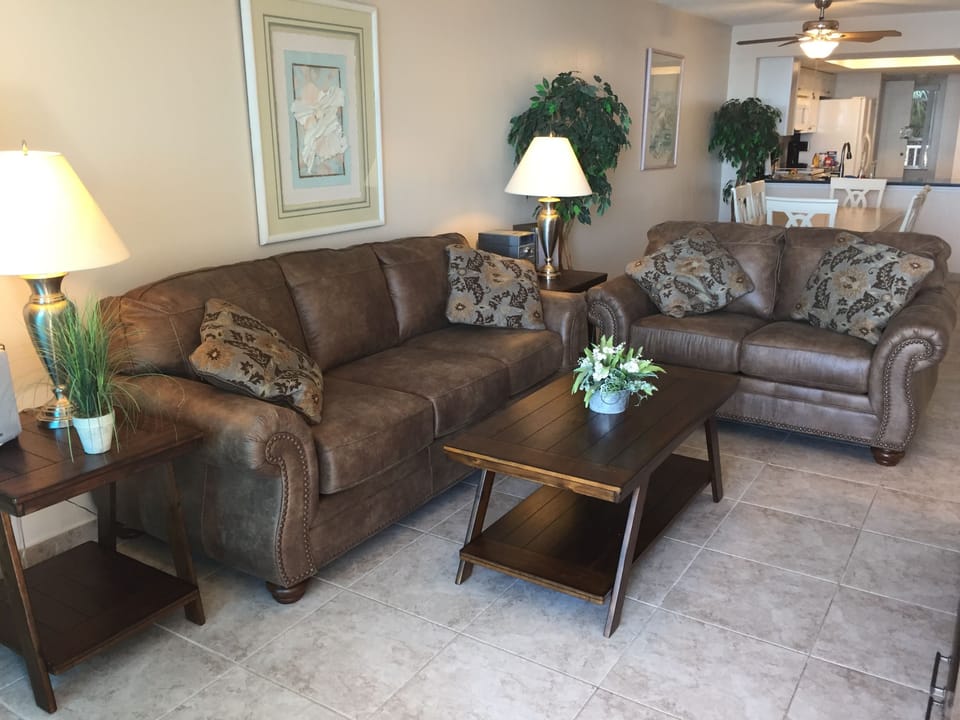 New living area furniture to watch TV and the amazing sunsets