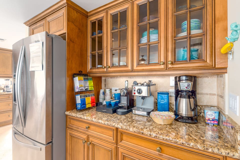 Fully-stocked coffee/tea/espresso station