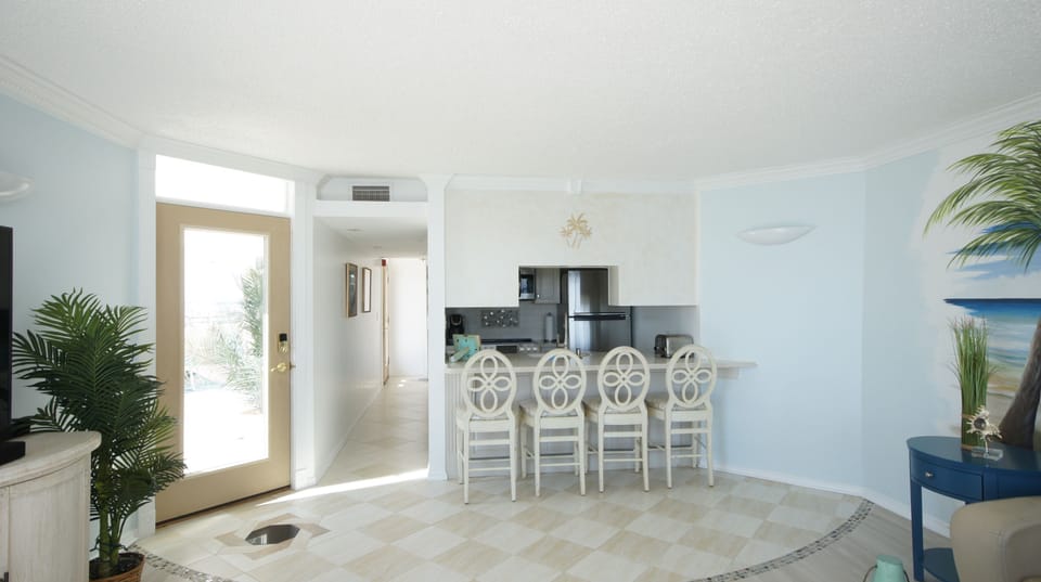 View of kitchen seating area