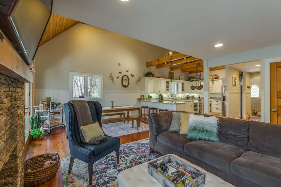 Relax by the gas fireplace on a cold night.