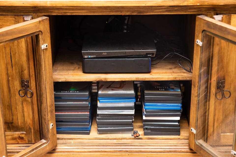 DVD and board game selection available for your entertainment and relaxation!
