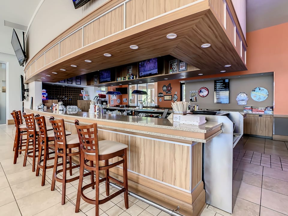 Enjoy a drink at the indoor bar. There is also one outside.