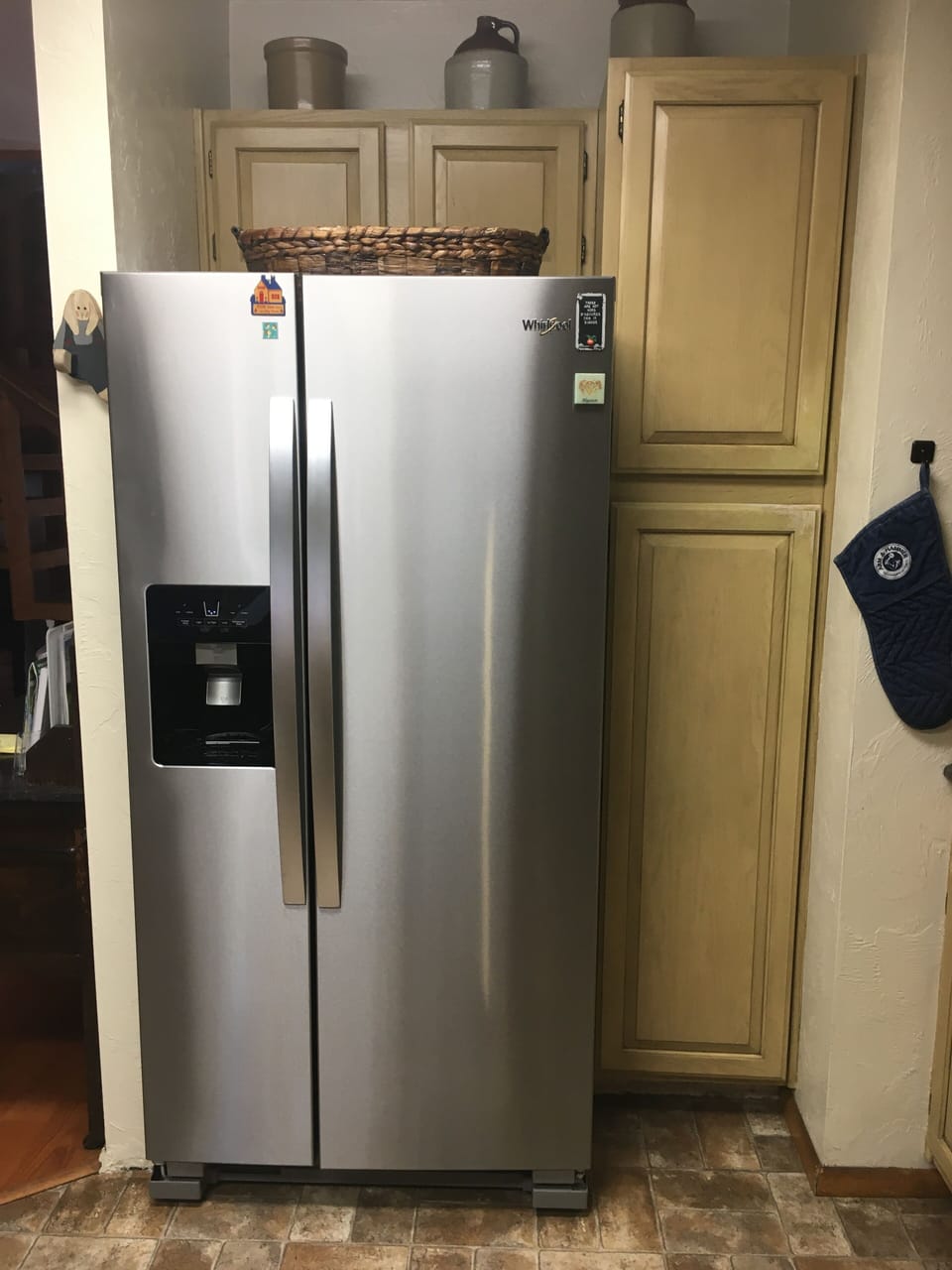 New Stainless Refrigerator with Ice and Water in Door