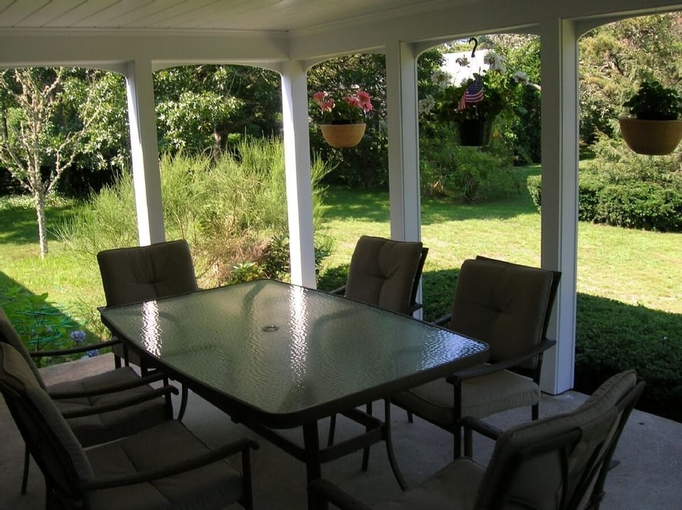 Covered Back Porch and Backyard