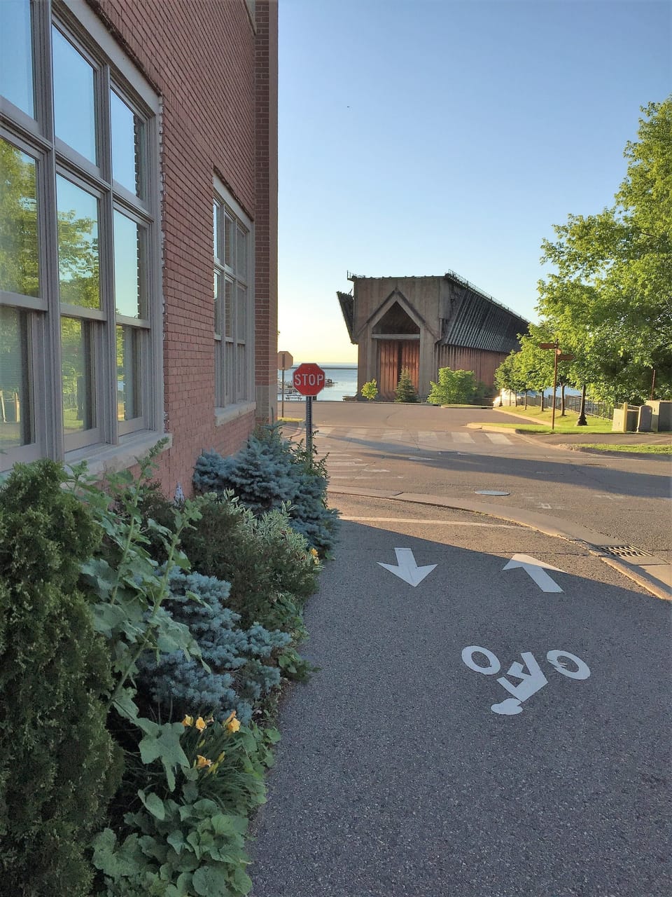 Bike path goes right past the building on the Spring Street side of the building