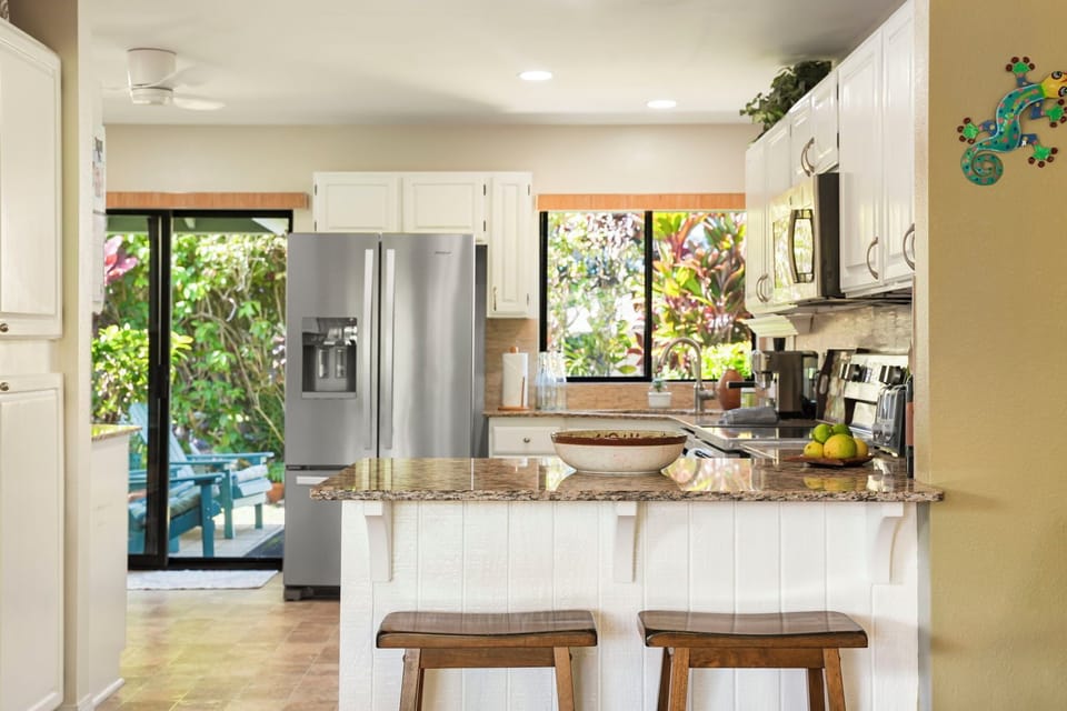 Large gourmet kitchen with garden lanai.
Princeville Kauai Vacation Home