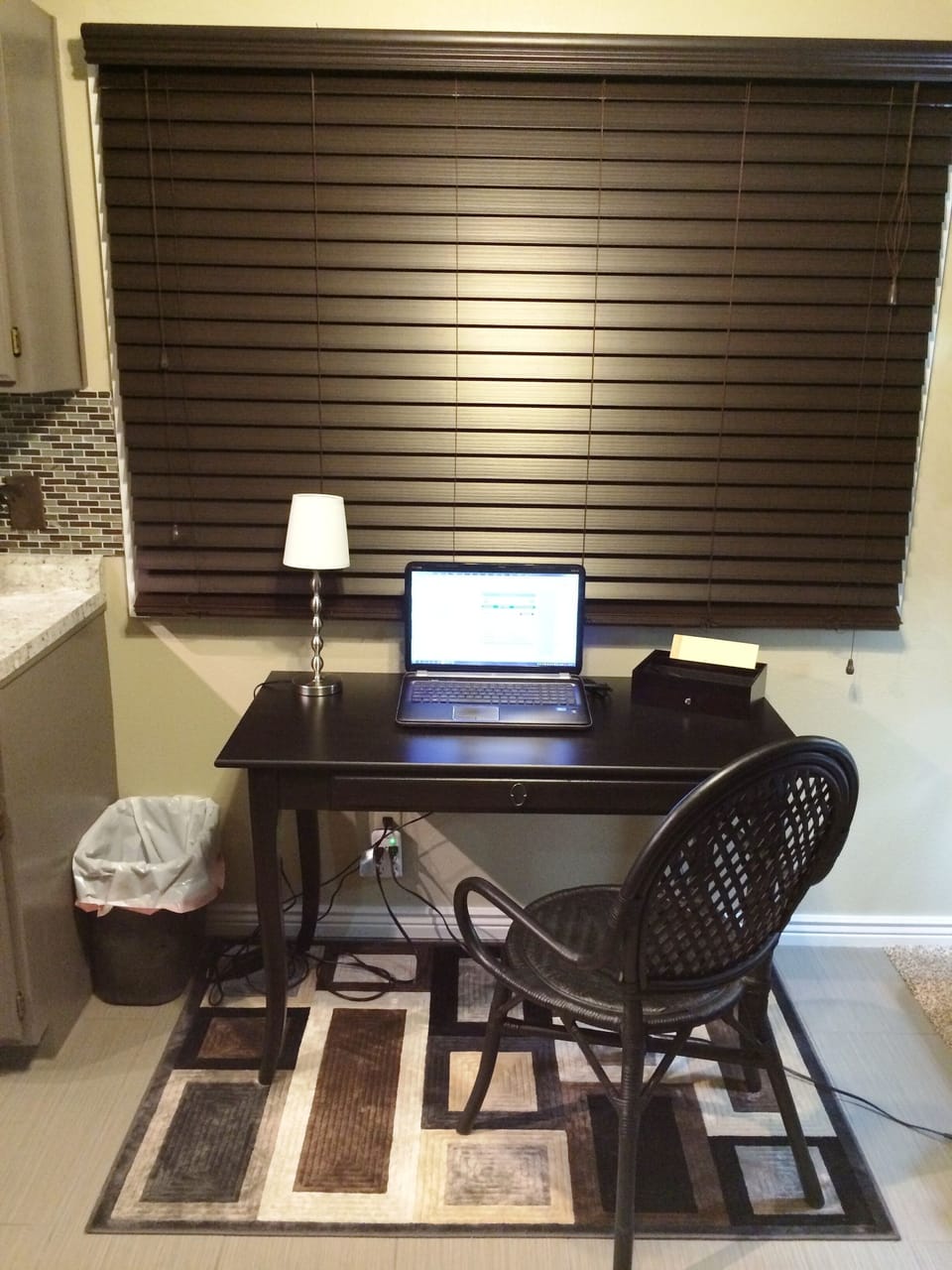 Desk area for laptops and other equipment