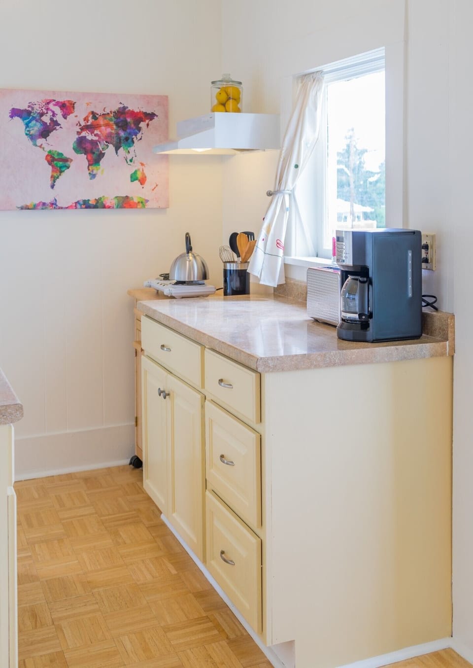 Humble but useful kitchen.