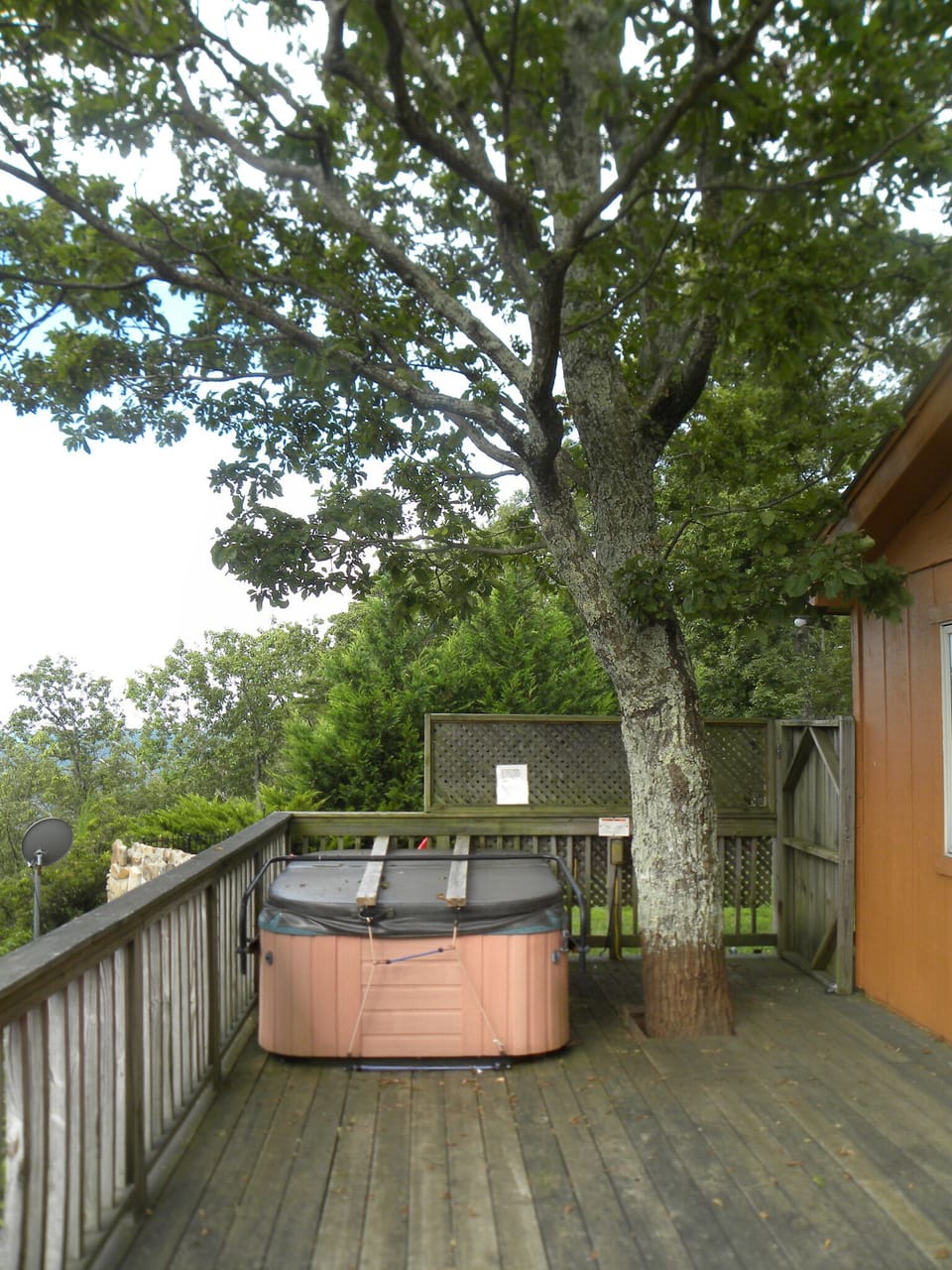Shaded hot tub.
