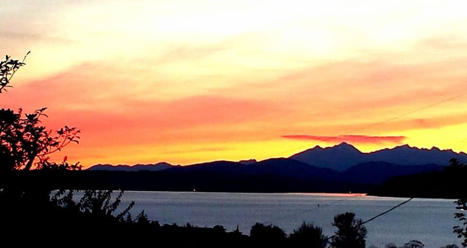 Sunset view from the beach house windows