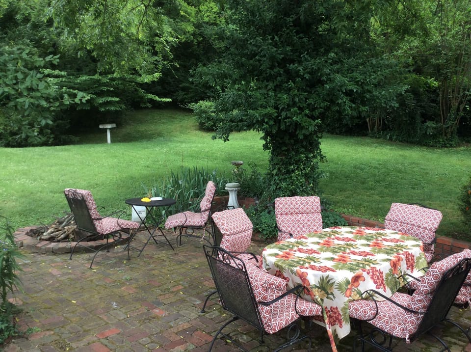 Beautiful 1/3 acre lot- Fire pit and charcoal grill included for guest use. 