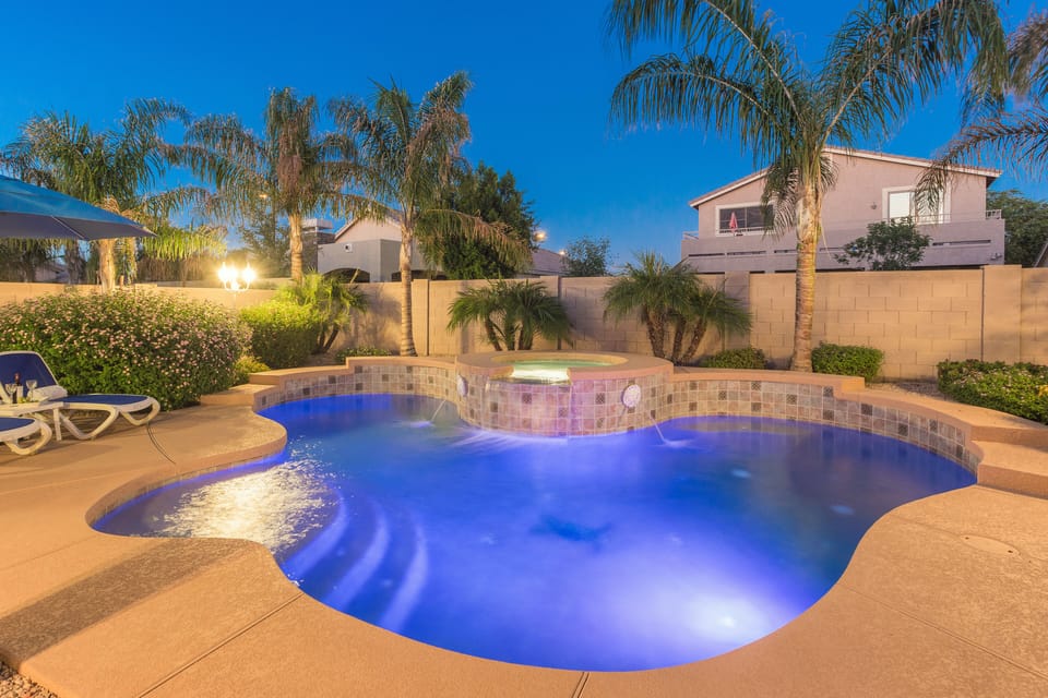 Pool and Spa in the evening.