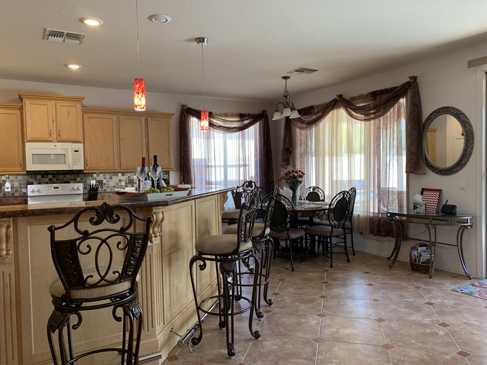 Kitchen with island bar.