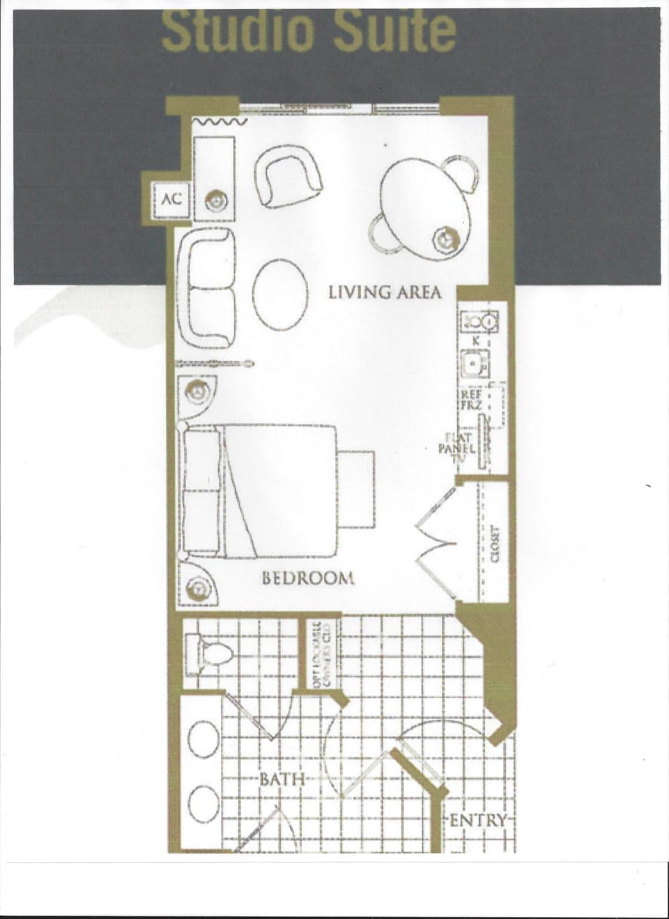 Indoor Floorplan for our Penthouse suite.  Private balcony not showing here.  