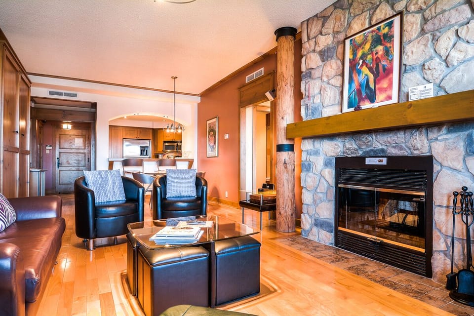 Living room with a fireplace