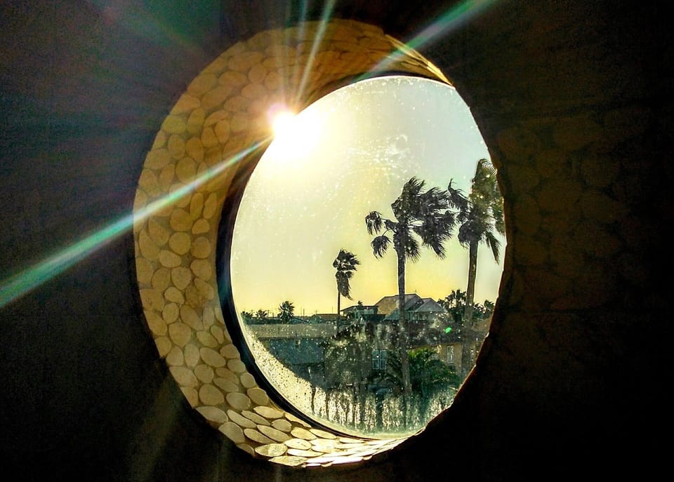 Sunrise view from the master shower.  Not a bad way to start the day!